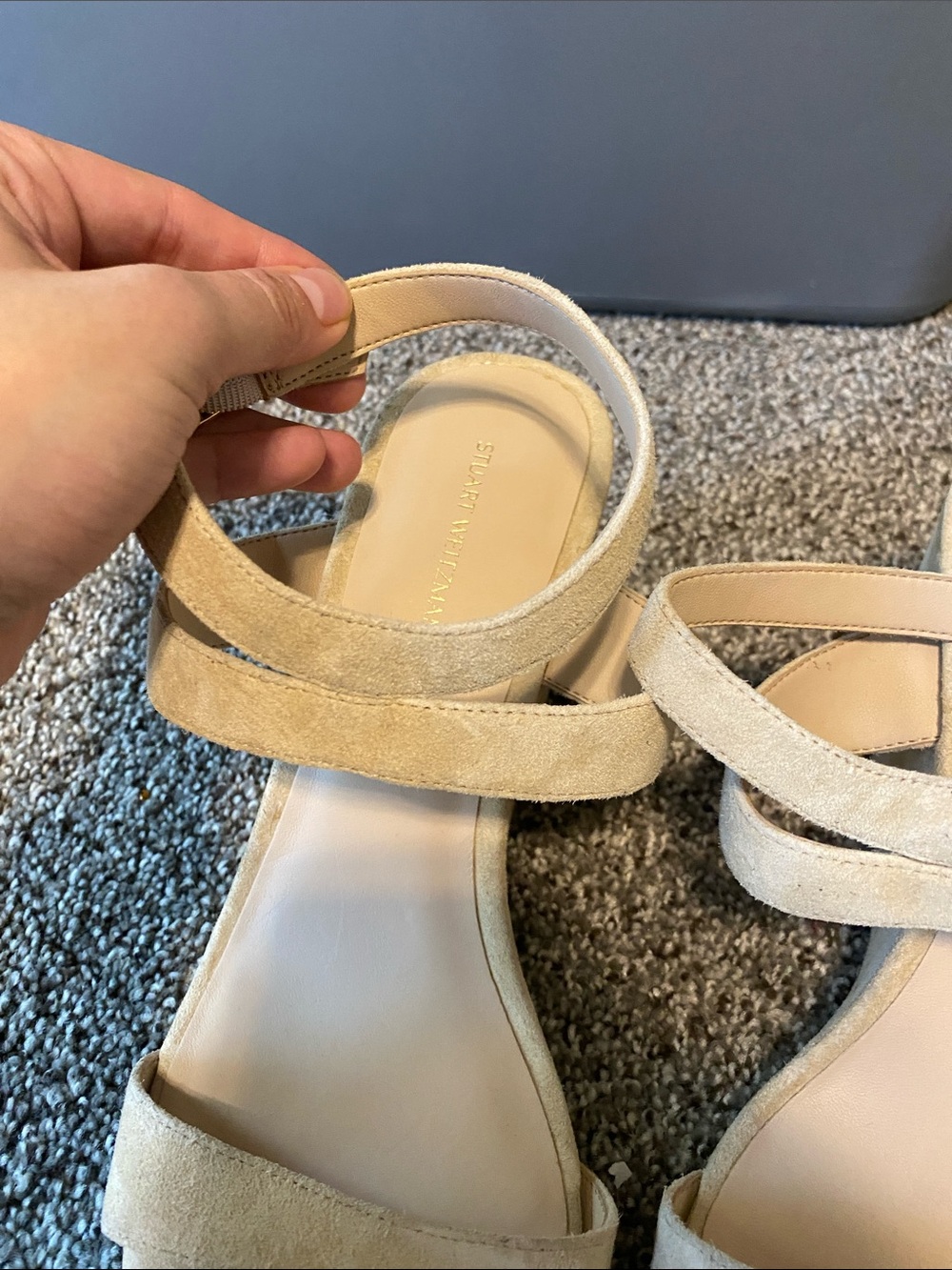 Stuart Weitzman Beige Suede Wedge Sandals - Picture 5 of 14